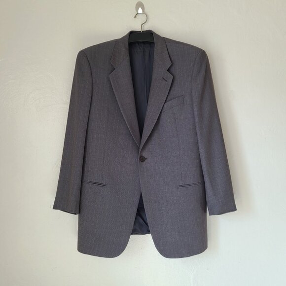 Giorgio Armani Virgin Wool Blazer Made in Italy Size 41 Reg One Button Striped - Picture 2 of 14